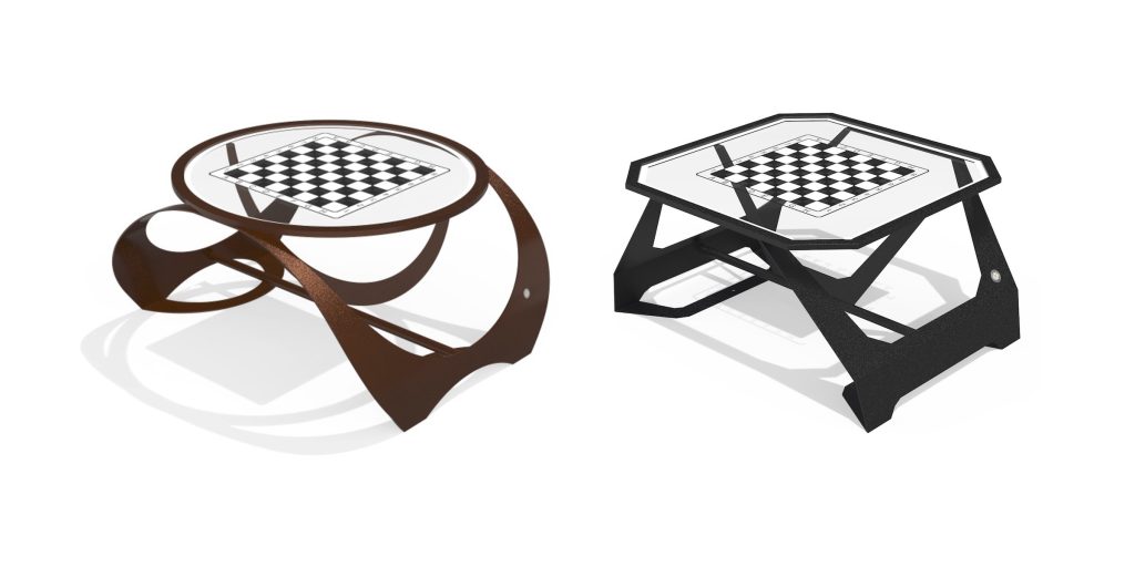 Tavolini da gioco in acciaio inox