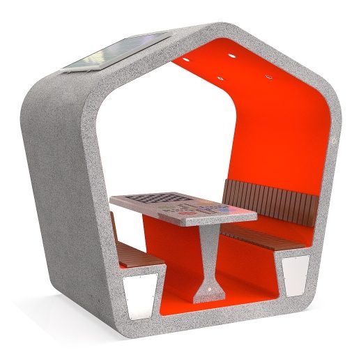 Salotto urbano, grigio e rosso